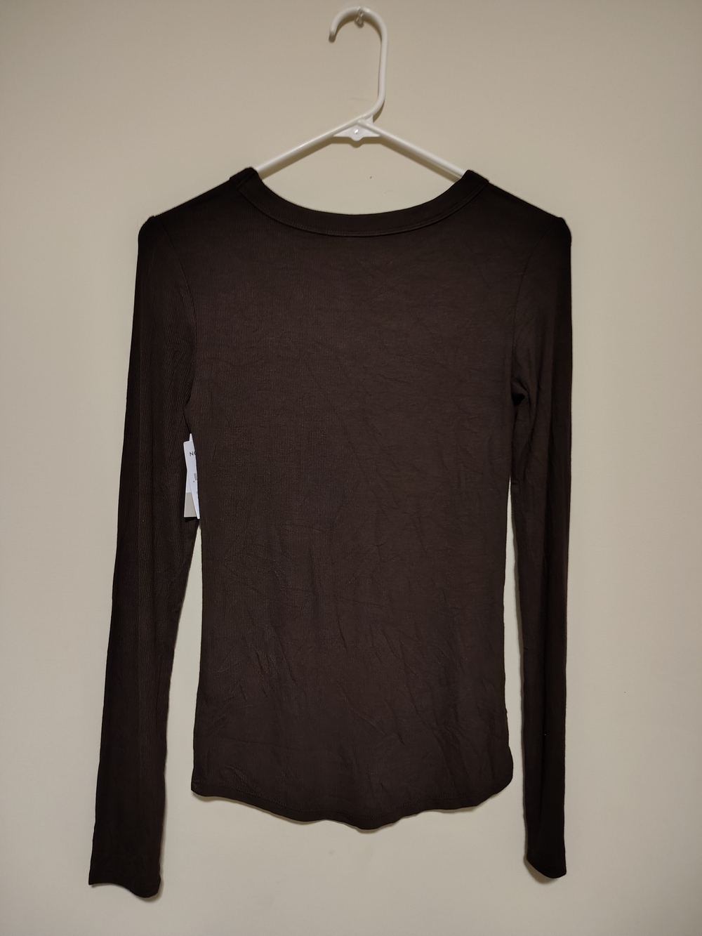 bp Ribbed Long-Sleeve Crewneck Top - Dark Brown - Picture 7 of 8
